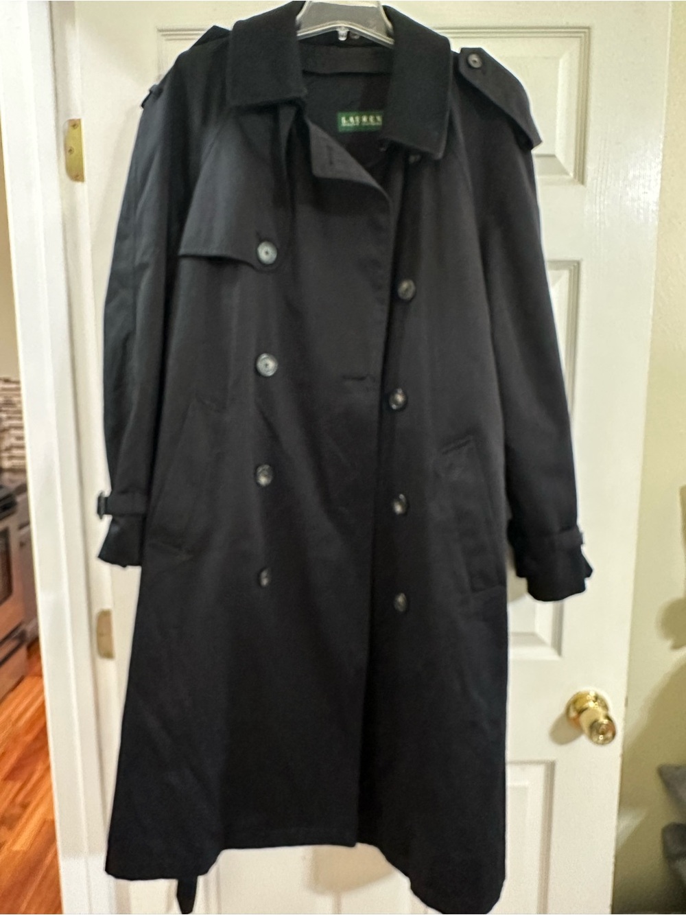 Lauren Ralph Lauren Black Double-Breasted Trench Coat